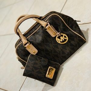 Brown monogram purse